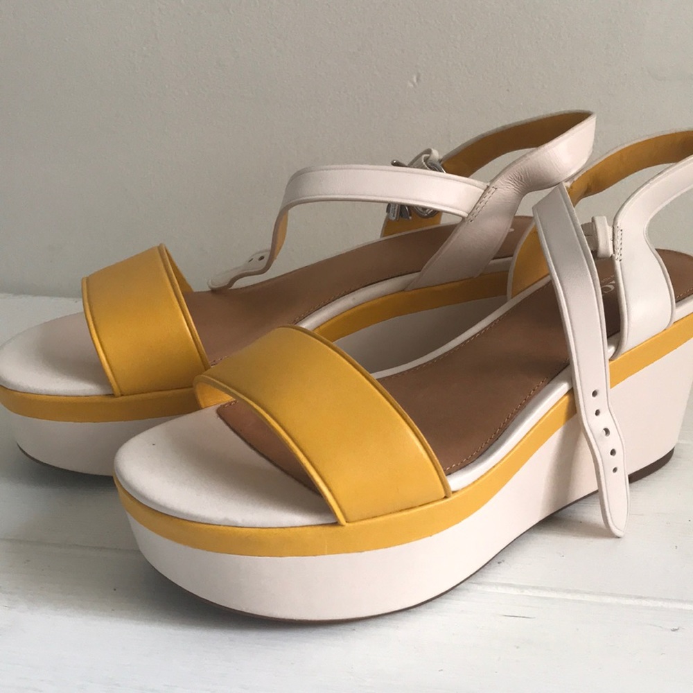 NWOT white Coach Flatforms/ platform wedges!